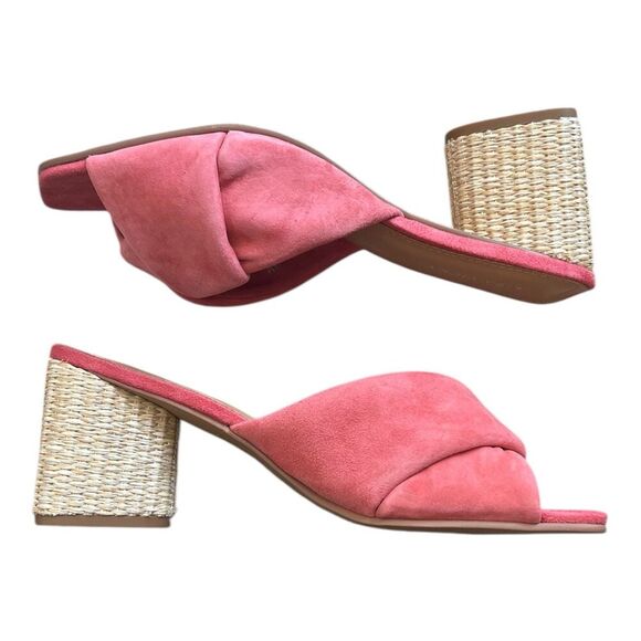 Lisa Vicky Sunkissed Pink Suede Impress Block Heel Sandals 7 - Picture 1 of 5